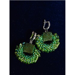 Зеленые серьги-бублики "Хвост дракона"