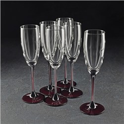 Набор стеклянных бокалов для шампанского «Домино», 170 мл, 6 шт