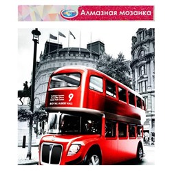 Алмазная мозаика без подрамника, частичное заполнение «Автобус в Лондоне» 40 × 50 см