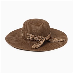 Шляпа женская MINAKU "Leopard" цвет коричневый, р-р 56-58