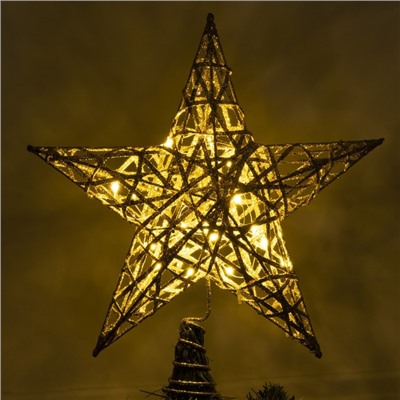 Светодиодная верхушка на ёлку «Звезда золотистая» 25 см, 20 LED, батарейки CR2032х2, свечение тёплое белое
