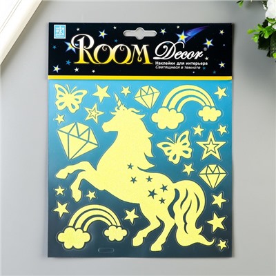 Светящаяся наклейка Room Decor  "Единорог" 18х18 см