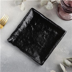 Блюдо фарфоровое для подачи Magistro Moon, 16×16×1,6 см, цвет чёрный