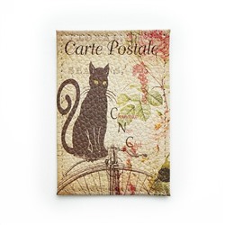 Обложка для одной карточки с принтом Eshemoda “Черный кот”, натуральная кожа