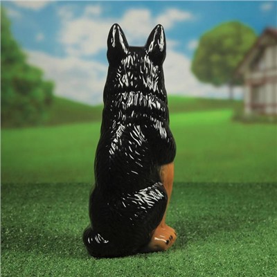Садовая фигура "Овчарка", коричнево-чёрный цвет, керамика, 40 см