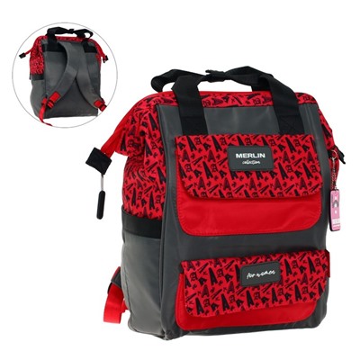Сумка-рюкзак молодёжный Across MOM, 35 х 25 х 15 см, красный, серый