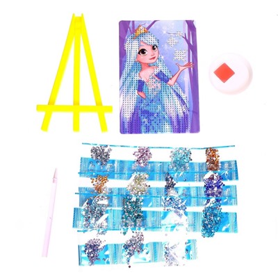 Алмазная мозаика с частичным заполнением на подставке для детей «Снежная принцесса», 10 х 15 см