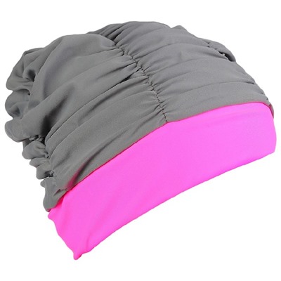 Шапочка для плавания взрослая ONLYTOP, тканевая, обхват 54-60 см, цвет серый/розовый