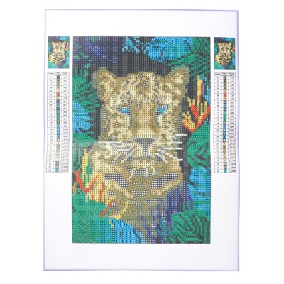 Алмазная мозаика с полным заполнением на холсте «Леопард», 20 х 30 см