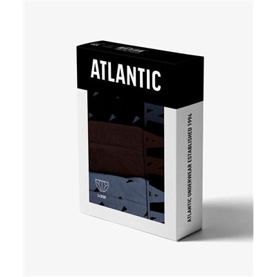 Мужские трусы слипы спорт Atlantic, набор 3 шт., хлопок, черные + шоколадные + серые, 3MP-152
