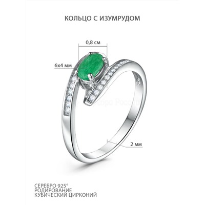 Серьги из серебра с изумрудом и кубическим цирконием GTE-12566F-E