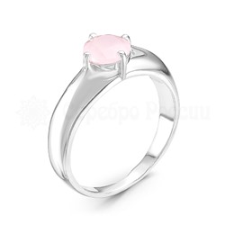 Кольцо из серебра с кварцем розовый лунный камень родированное
