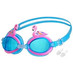 Очки для плавания детские ONLITOP «Фламинго», беруши, цвета МИКС