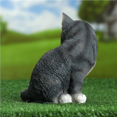 Садовая фигура "Котенок с уточкой" серый, 19х16,5см