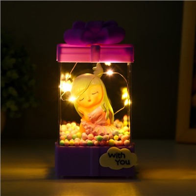Ночник "Девочка" LED от батареек 3хАА фиолетовый 8х8х15,5 см