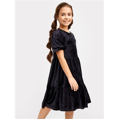 Нарядное велюровое платье черного цвета для девочек