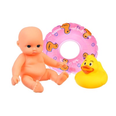 Набор резиновых игрушек для ванны «Малыш и его игрушки», с пищалкой, 3 шт, цвет МИКС, Крошка Я