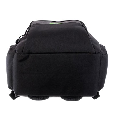Рюкзак молодежный Grizzly, эргономичная спинка, 42 х 30 х 22 см, чёрный/салатовый