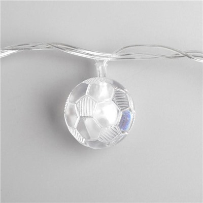 Гирлянда «Нить» 5 м с насадками «Футбольный мяч», IP20, прозрачная нить, 20 LED, свечение мульти (RG/RB), мигание, 220 В