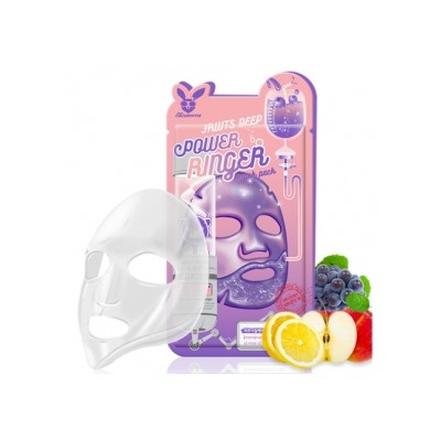 [Elizavecca] НАБОР Тканевая маска для лица ФРУКТЫ Fruits Deep Power Ringer Mask Pack, 10 шт
