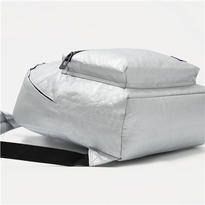 Рюкзак, отдел на молнии, наружный карман, водонепроницаемый, цвет серебристый