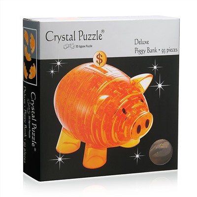 Crystal Puzzle Свинья-копилка золотая Deluxe, 3D-головоломка