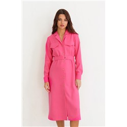 10767 Платье-рубашка с английским воротником розовое
