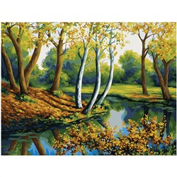 Картина по номерам на холсте ТРИ СОВЫ "Лесная река", 40*50, с акриловыми красками и кистями