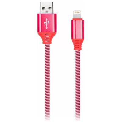 Цена за 3 шт. Кабель Smartbuy iK-512NS, USB - Lightning, для Apple, в оплетке, 2A output, 1м, красный