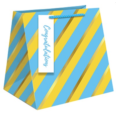 Пакет подарочный «Congratulations" , yellow-blue (23*23*20)