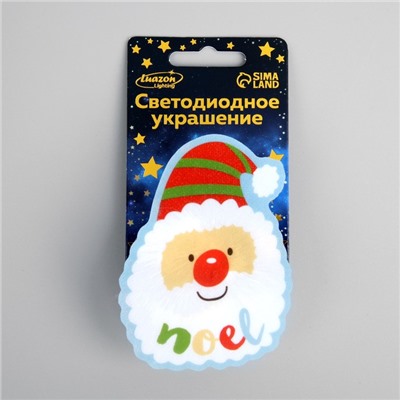 Светодиодная игрушка на липучке «Дед Мороз» 6 × 8.5 см, батарейки LR44х3, свечение мульти