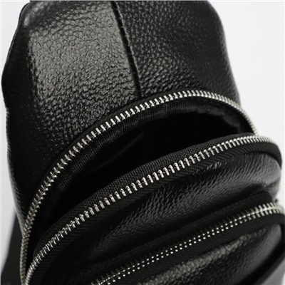 Сумка-слинг, 2 отдела на молниях, наружный карман, дышащая спинка, цвет чёрный