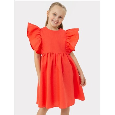 Платье для девочек в красном оттенке с декоративными рукавами