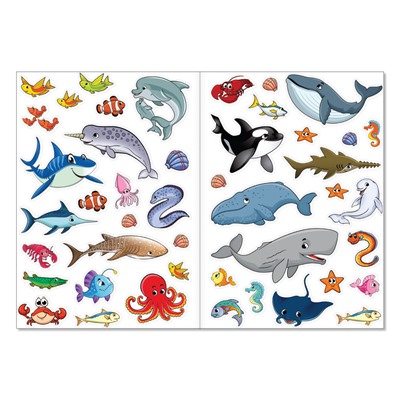 Многоразовые наклейки набор «В мире животных», А4, 2 шт.
