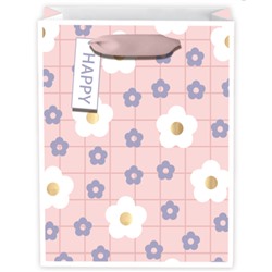 Пакет подарочный «Happy flowers», pink (26*32*12.5)