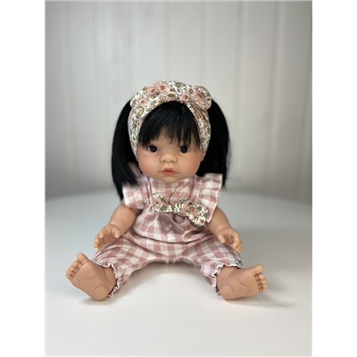 Кукла "Зоя", брюнетка, в клетчатом комбинезоне, 37 см, арт. 1010
