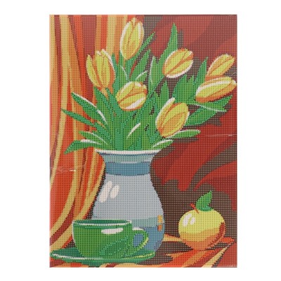 Алмазная мозаика с полным заполнением на подрамнике «Жёлтые тюльпаны», 30 × 40 см