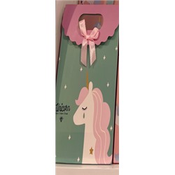 Пакет подарочный (M) "Lovely unicorn", green (19x 9 x 27)