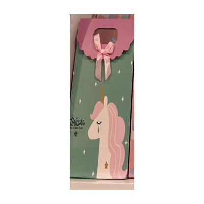 Пакет подарочный (XS) "Lovely unicorn", green (12x6x16)