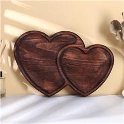Менажница Adelica «Двойное сердце», 33×22×2,5 см, тёмный бук
