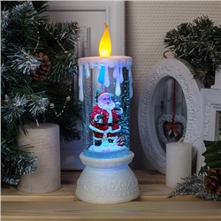 Светодиодная фигура «Свеча с Дедом Морозом» 10 × 26 × 10 см, пластик, блёстки, батарейки ААх3 (не в комплекте), свечение RGB