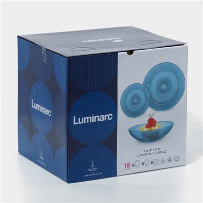 Сервиз столовый стеклянный Luminarc «Луиз», 18 предметов, цвет лондон топаз