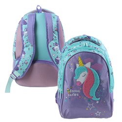 Рюкзак школьный Hatber Sreet  Dream unicorn, 42 х 30 х 20 см, эргономичная спинка, бирюзовый, сиреневый