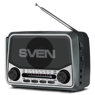 Портативная акустическая система Sven SRP-525, 3W, FM/AM/SW, USB, microSD, фонарь, серый