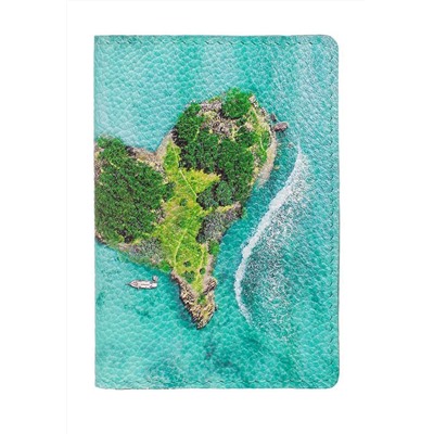Обложка для автодокументов с принтом Eshemoda «Остров сердце», натуральная кожа