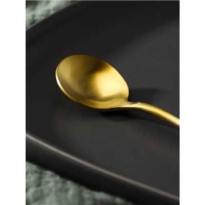 Ложка чайная из нержавеющей стали Magistro «Фолк», h=13,2 см, цвет золотой, серебряная ручка