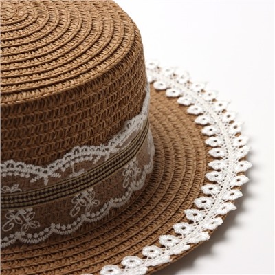 Шляпа для девочки "Леди" MINAKU, р-р 52, цв.светло-коричневый
