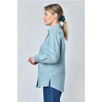 Блузка женская из льна #056, цвет серо-голубой