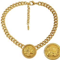 Колье 45 — 50см (монета 4см; покрытие золото с патиной)