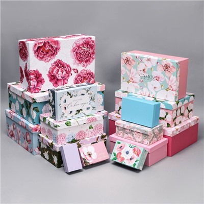Набор коробок подарочных 15 в 1 «Цветы», 12 х 7 х 4 см - 44 х 31 х 15 см